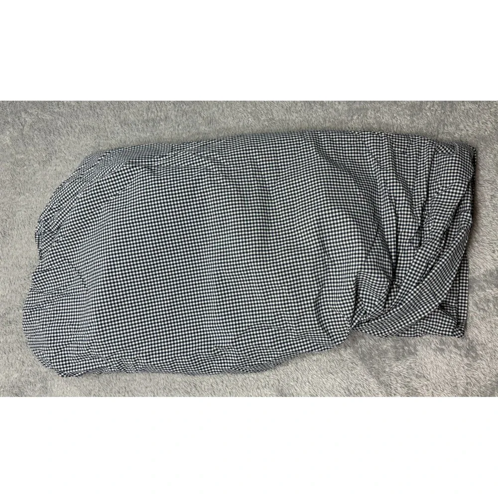 Vintage Ralph Lauren Home Navy Blue White Twin Fitted Sheet Gingham Micro Check